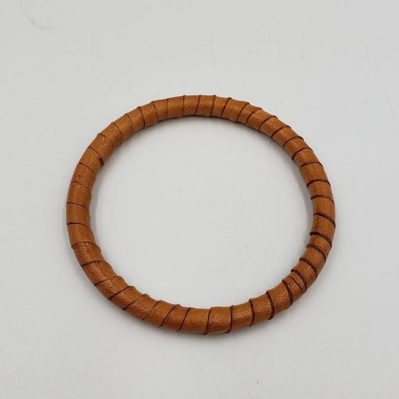 Earrings and Bracelet Rattan Faux Wood Wrapped Hoops Earthy Boho Hippie - Picture 7 of 11